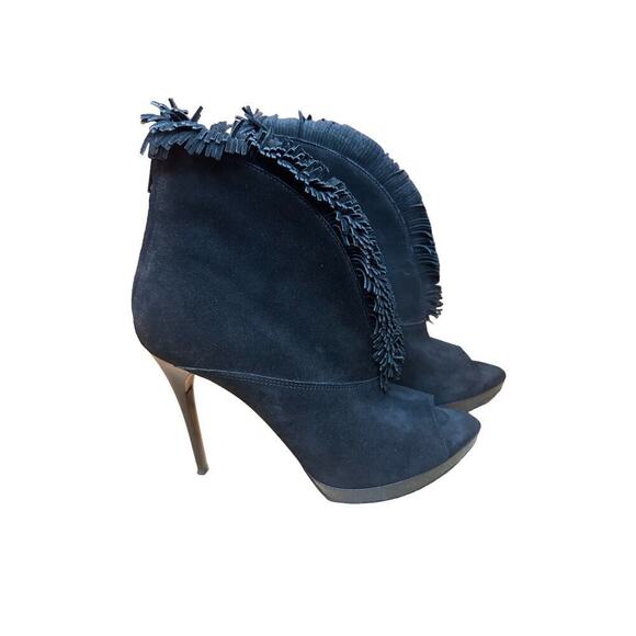 Burberry Nadison Fringe Peep-Toe Ankle Booties - Picture 2 of 13